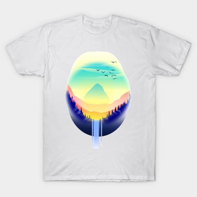 Lake and waterfall T-Shirt by nickemporium1